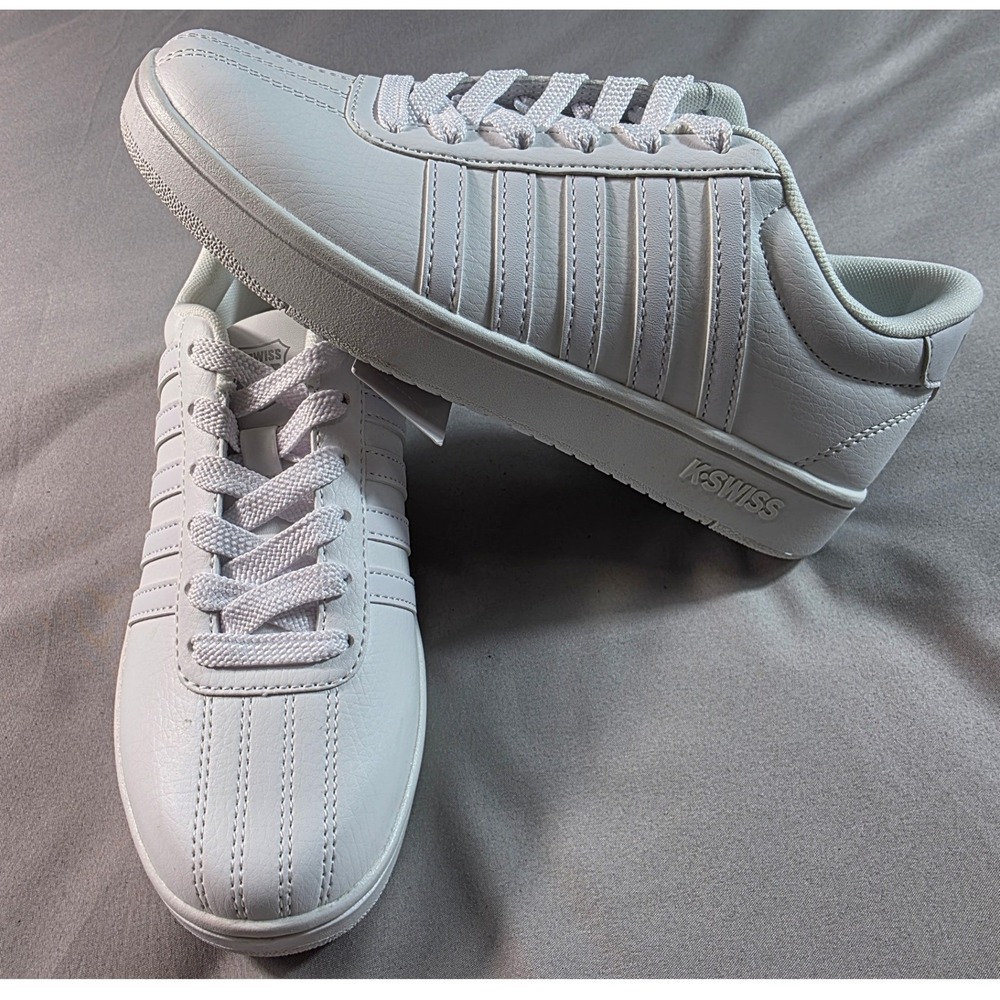K-Swiss Court Open Stripes Sneakers Womens 6 White Low Top Athletic 1989919 NEW